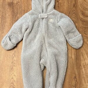 Cozy Gray Kids Fleece Jumpsuit/Snowsuit- 9 Months